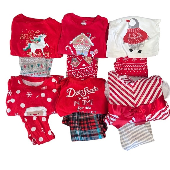 Other - Carters Cat and Jack Baby toddler girls winter holiday Santa pajamas 18 months